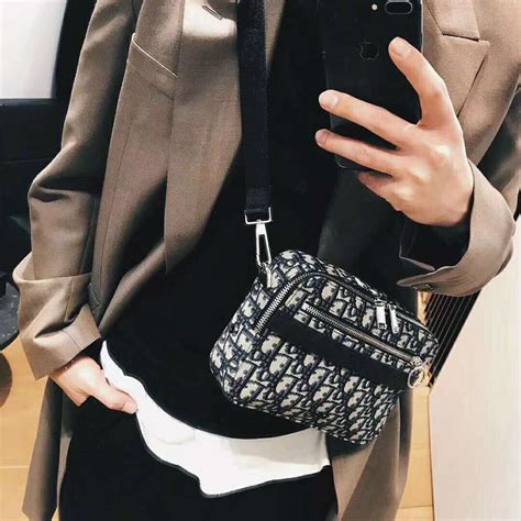 Safari Bag with Strap Black Dior Oblique Jacquard 